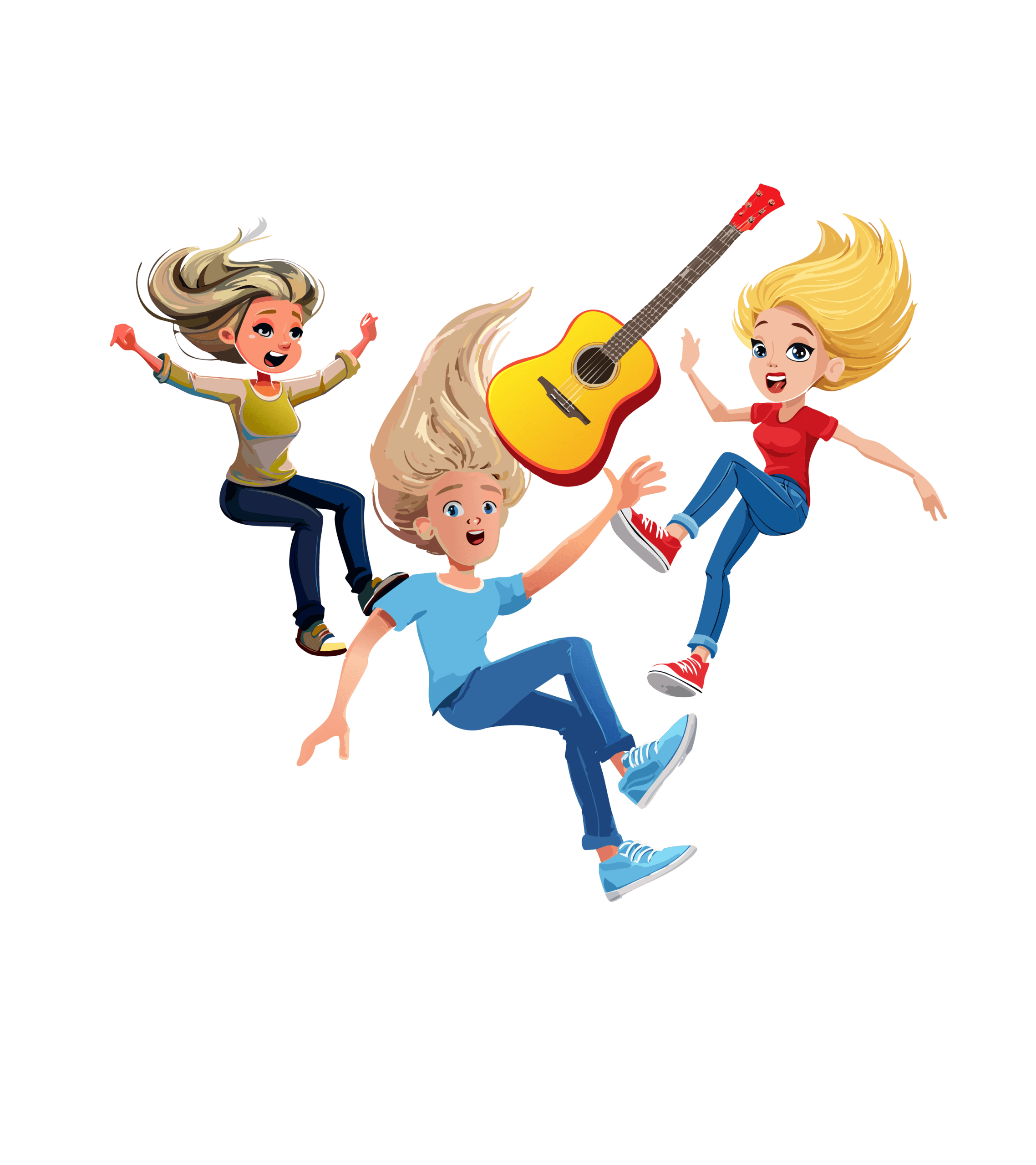 Us! falling - cartoon characters